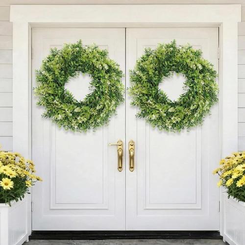 28 Inch Large Eucalyptus Wreaths for Front Door Artificial Green Leaves Greenery Indoor Outdoor Wreath Home Decor Porch Window Wall Farmhouse Door Decorations Spring Summer Fall All Seasons