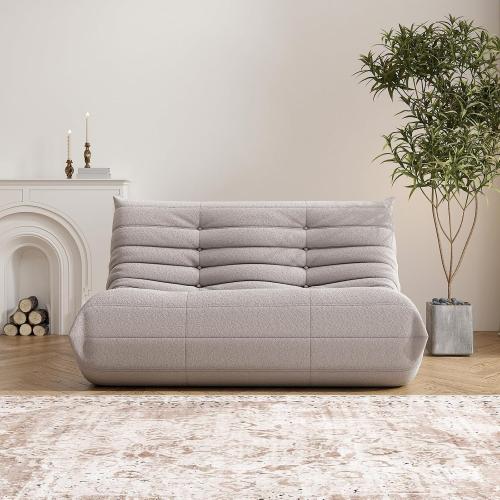 Grey Bean Bag Chair for Adults, Oversized Loveseat Fireside Chair Comfy Lazy Floor Sofa, 2 Seater Lazy Sofa Couch Memory Foam Bean Bag for Living Room, Bedroom Apartment Office (Grey)