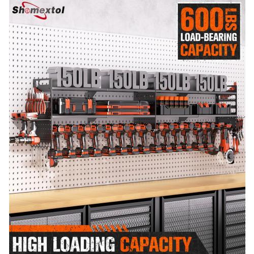 2-Pack Large Power Tool Organizer Wall Mount,Heavy Duty Cordless Tool Organizer with 18 Drill Holder,600 Lbs Capacity 3-Layer Garage Organization for Garage and Workshop (Black)