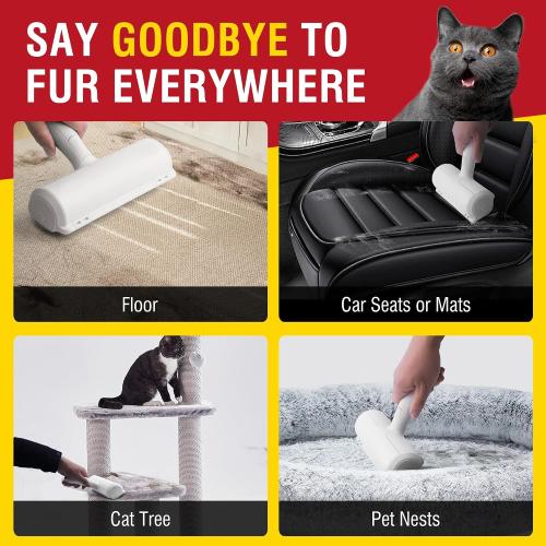 Upgrade Pet Hair Remover and Reusable Lint Roller - Cat and Dog Hair Remover for Furniture, Couch, Carpet, Clothing and Bedding - Portable, Multi-Surface