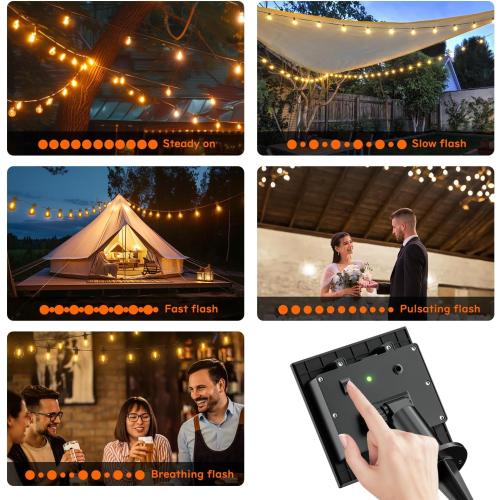 Kawaya Outdoor String Lights, LED Patio Light, Shatterproof Edison Globe Bulbs - IP65 Waterproof Dimmable Hanging Lights (Solar 31FT(15 Bulbs))