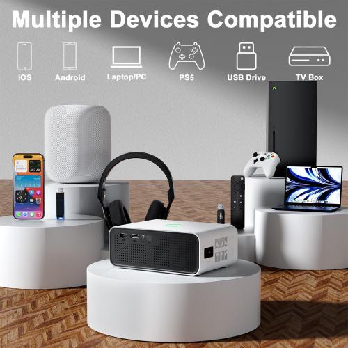 2024 Upgraded Smart Mini Projector with WiFi and Bluetooth – 4K HD Support, Auto Keystone, Electric Focus, Android 11 TV, Phone Control – Portable Home Theater for Indoor & Outdoor Movies