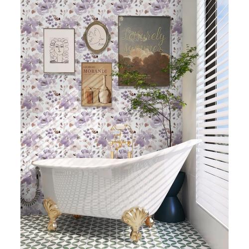 Toduso Peel and Stick Wallpaper Floral Wallpaper Purple/White Watercolor Contact Paper Self Adhesive Removable Wall Paper Shelves Liners Decorative Vinyl Roll 17.3''x196.8''