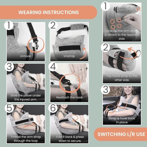 MOYOAMA Post Shoulder Surgery Pillow for Sleeping – Left/Right Arm Support with Adjustable Straps & Custom Firmness for Restful Recovery – Rotator Cuff, Bursitis, & Frozen Shoulder Pillow Post Surgery
