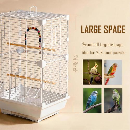 Basic Bird Cage, 24.8inch Parrot Cage (24.8 x 14.6 x 11),Bird Cage with Ladder, Horizontal Bar, 2 Feeders, and Swing