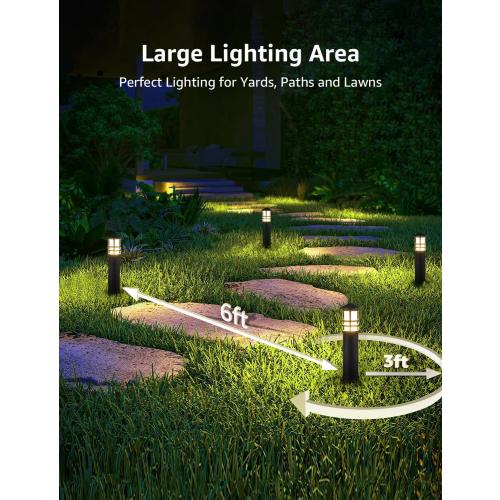 SUNVIE 8-Pack Low Voltage Pathway Lights 3W LED Landscape Pathway Lighting 3000K Warm White CRI 90  Landscape Lights Wired 12-24V Aluminum Bollard Path Lights for Walkway Yard Garden, ETL Listed Cord