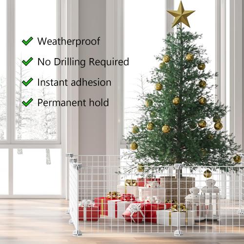 8 Pieces Christmas Tree Fences, 50 * 75Cm/19 * 29Inch Mini Metal Christmas Fence Panels for Protecting The Tree from Pets and Puppy Dogs, White