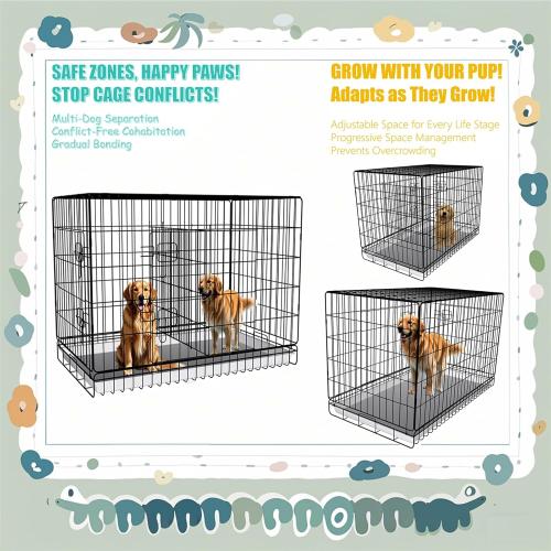 Dog Crate Divider Panel - 2 Pack Black Metal, Compatible with 42-48 & Other Crate Sizes, 27.95 H x Adjustable Width 19.96-36.61(Dog Crate NOT Included)