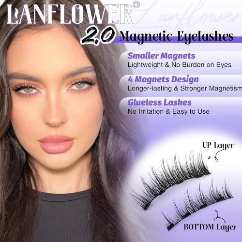 Magnetic Eyelashes with Applicator Natural Wispy Magnetic Lashes Easy Apply No Need Glue False Eyelashes by Lanflower