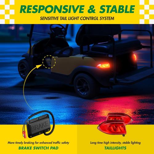 Deluxe Golf Cart LED Light Kit for Precedent 2004-Up Electric Models, 12V Street Legal Club Car Precedent Light Kit with Headlight Taillight Turn Signal Hazard Light Switch Horn Brake Pad
