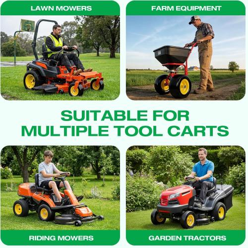 11x6.00-5 Flat Free Lawn Mower Tire Wheels; 2 Packs Smooth Tread Puncture-proof Tire for Lawnmowers, Replacement 3/4 & 4 Pcs 5/8 Bearing with 24 Spacers for Zero Turn Mowers 、Garden Tractors Carts