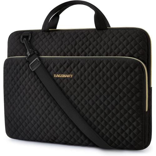 BAGSMART 15.6 Inch Laptop Sleeve Case Compatible with MacBook Pro 16 Inch,15.6 Inch HP,Dell,Acer Aspire,Asus Notebook, Protective Laptop Bag for Women with Shoulder Strap,Pocket,Handle, Black