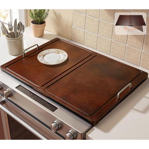 Foldable Noodle Board Stove Cover: 29.5 x 22 in Bamboo Stove Top Covers with Handle for Electric ＆ Gas Stoves,Serving Tray - Beautify Kitchen & Expand Prep Space