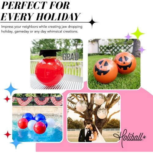 Holiball Inflatable Holiday Ornament – Ultimate Indoor/Outdoor Decoration – Reusable and Storage Friendly – for Weddings, Parties, Events, Team Colors – 30 – Silver