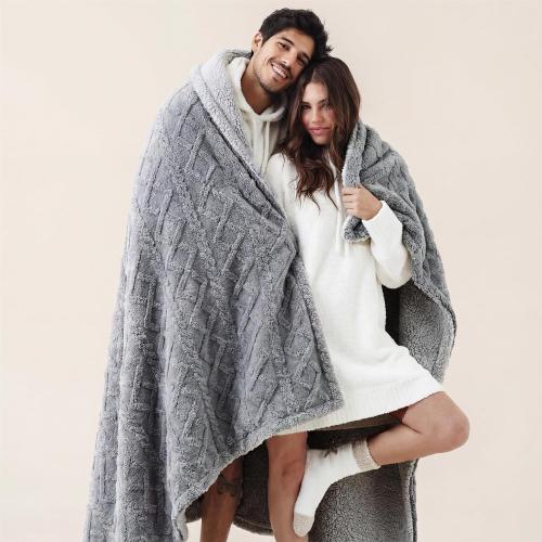 Bedsure Gentlesoft Sherpa King Size Blanket for Bed- Fleece Fluffy & Cozy Cable Jacquard Tufted for Women Gift, Thick and Warm Christmas Blanket for Winter, Grey, 108x90 Inches