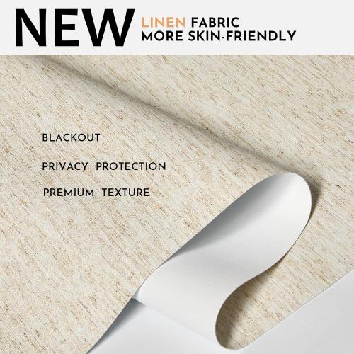 Persilux Blackout Roller Shades for Window Blinds,Cordless,Linen Fabric,Thermal Insulated Fabric UV Protection Shades for Home,Office,Bedroom,Door,Blackout-Cream,29 W X 72 H