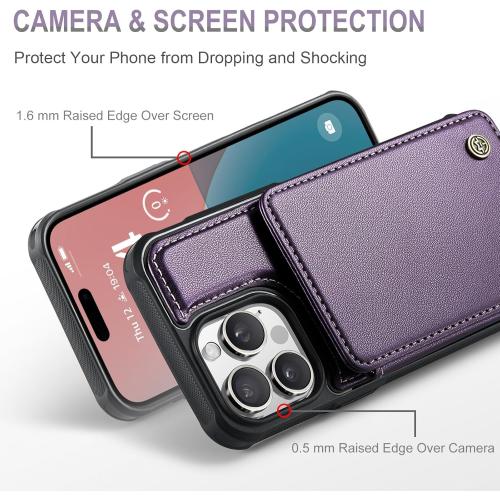 Vinich for iPhone 16 Pro Max Wallet Case with Card Holder, RFID Blocking Credit Slots Kickstand Shockproof Phone Cover Fit for iPhone 16 Pro Max 6.9 Purple