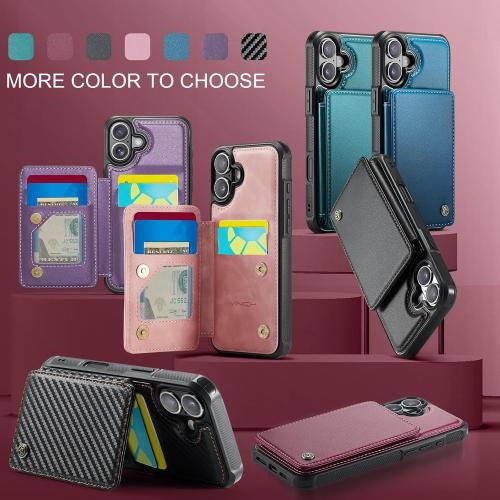 Vinich for iPhone 17 Wallet Case with Card Holder, RFID Blocking Credit Slots Kickstand Shockproof Phone Cover Fit for iPhone 17 6.3 Wine Red