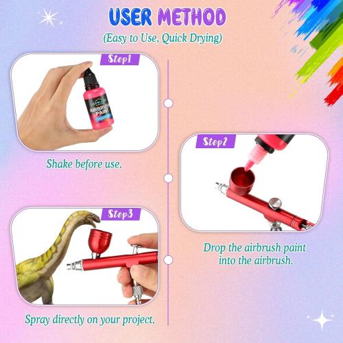 30ml Bottles of Airbrush Paint, 16 Colors Airbrush Paint Set, Water Based Air Brush Paints, Ready to Spray, Air Brush Painting Set, 30ml/Bottle