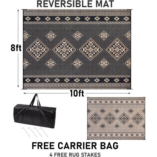 HiiARug Outdoor Rug for Patios Clearance 8'x10' Plastic Straw Rug Waterproof Reversible RV Mat Outdoor Area Rugs for RV, Backyard, Deck, Camping