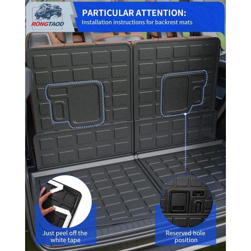 Rongtaod Cargo Mat Compatible with 2021-2025 Jeep Grand Cherokee L Cargo Liner Trunk Mat TPE Back Seat Cover Protector 2024 Jeep Grand Cherokee L Accessories (Trunk Mat Backrest Mats)