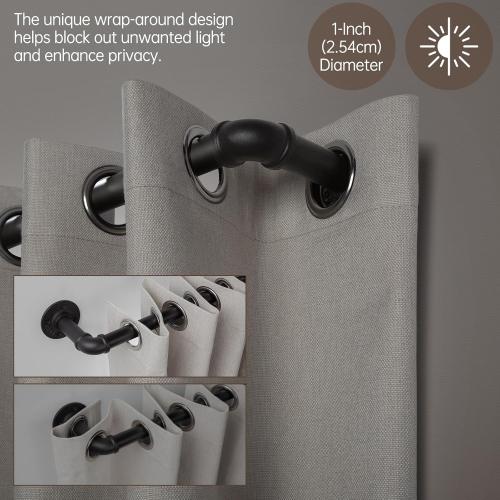 Zeerobee Curtain Rods for Windows 72 to 144, 1 Inch Industrial Wrap Around Black Curtain Rod, Indoor/Outdoor Room Divider Adjustable Drapery Pole, 72-144
