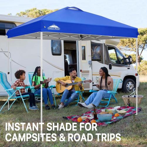 EAGLE PEAK Pop Up Canopy Tent with Wheeled Carry Bag, 8 Stakes, 4 Ropes, Easy Set Up Tent Canopy, 8x8 ft, Blue