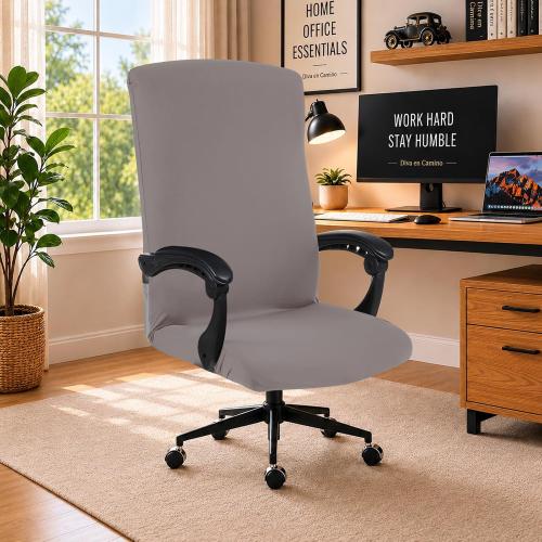 Elastic Computer Chair Cover with Durable Zipper - Protective Removable Washable Universal Office Desk Chair Seat Slip Cover - Stretchy Soft Anti-dust Desk Chair Seat Protector for Dogs, Cats, Pets