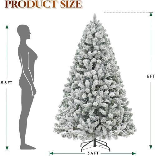HOLLO STAR 6 ft Flocked Prelit Christmas Tree with 350 LED Lights, App Control, Artificial Christmas Tree, Multi-Color RGBW Lights, 947 Branch Tips, Snow Xmas Tree, for Home, Party
