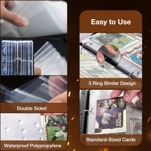 Football Card Binder,2025-2026 Sports Trading Card with Sleeves Holder Album,440 Pockets Rugby Card Holder Sheets Display Storage Protectors for Collectors Boys and Girls Gift