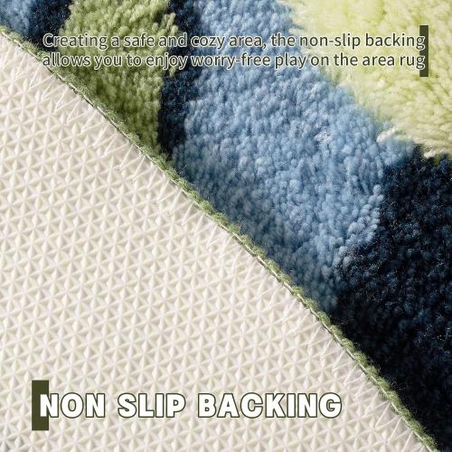 YIHOUSE 4ft Moss Round Area Rug 3D Cute Green Grass Rugs for Bedroom Machine Washable Non-Slip Boho Circle Rug Soft Fluffy Carpet for Living Room Bathroom Nursery Room, Pond