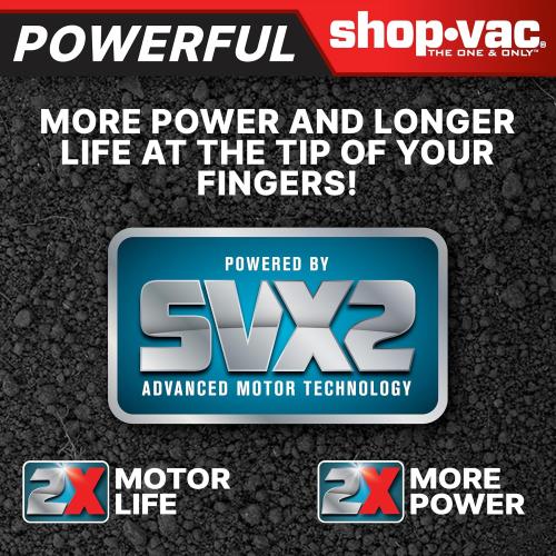 Shop-Vac 5801611 Wet Dry Vac with SVX2 Motor Technology, 16 Gallon, 2-1/2 Inch x 8 Foot Lock-On Hose, 150 CFM, (1-Pack) , Black (no test)