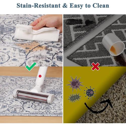 Area Floor Mat for Home, 3'x5' Waterproof Vintage Print Rug-Like Pattern PVC Area Mat for Kitchen, Stain Resistant Non-Slip Soft Rug for Living Room, Easy Clean Desk Chair Mat for Home Office Decor