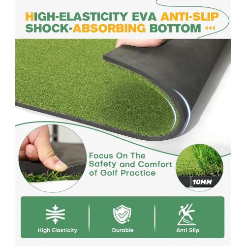 Premium Dual-Turf 5x4ft Golf Mat: Christmas Upgraded Golf Hitting Mat, Alignment & Angle of Approach Aid, Indoor/Outdoor Practice, Green,Ideal Golf Gifts