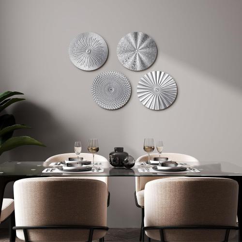 Hicarer 4 Pcs 12 Inch Silver Metal Wall Art Decor Modern Sunburst Decor