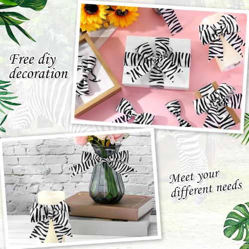 Chuangdi 1 Pcs Zebra Print Ribbon Christmas Craft 1.5 inch