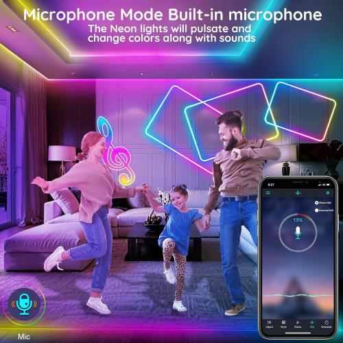 FBZ 200Ft Led Rope Lights, Flexible Neon Lights Control with App/Remote, Multiple Modes, IP65 Outdoor RGB Waterproof, Music Sync Gaming Light Strip for Bedroom Decor