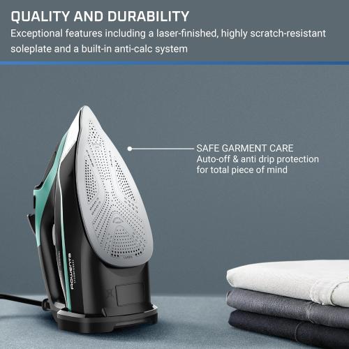 Rowenta Steam Force Stainless Steel Soleplate Steam Iron for Clothes, 400 Microsteam Holes, 1800 Watts, Ironing, Fabric Steamer, Garment Steamer, Digital Display, Precision Tip, DW9440
