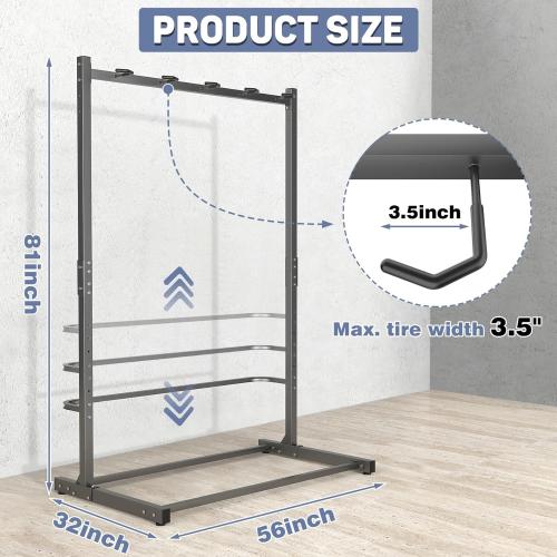 WALMANN Freestanding Bike Stand for Garage, 5 Bikes Vertical Bike Storage Stand Heavy Duty Bike Floor Stand