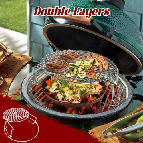 5 Piece Expander Rack for Big Green Egg Medium Replacement Kit Grill Racks for Eggspander Conveggtor Basket 304 Stainless Steel with Removable Cooking System BGE Accessories