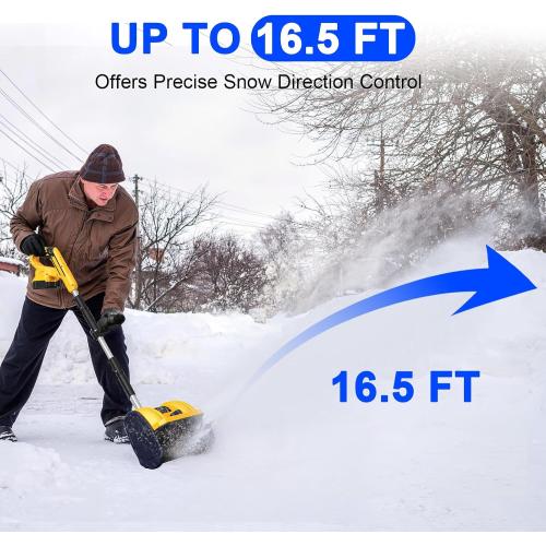 Cordless Snow Shovel Compatible for DeWalt 20V Battery with Brushless Motor, 12'' Cordless Snow Blower, Electric Snow Thrower,6.2 Clear Depth with Front Handle for Deck,Patio