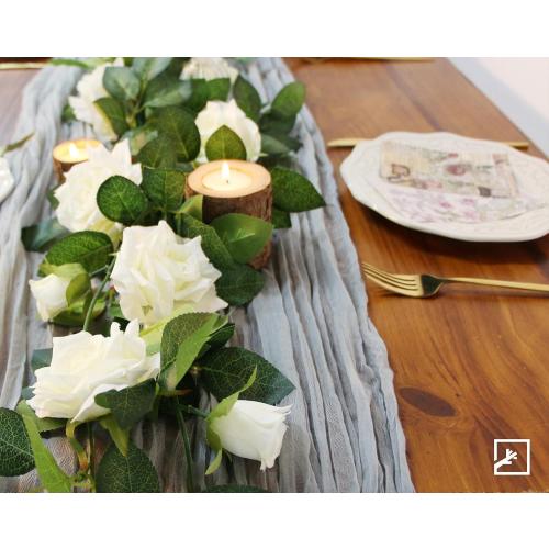 ZIFTY 5Pcs 34FT Flower Garland White Artificial Rose Vine Wedding Decor | White Fake Silk Floral Garland for Wedding Arch, Garden Tea Party Backdrop Home Room Decor Outdoor Bridal Shower Decoration