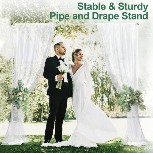 Pipe and Drape Backdrop Stand Kit 12x10ft, Heavy Duty Back Drop Adjustable Stand with Carry Bag, Metal Background Frame for Parties Wedding Birthday Decoration Photography Photo Booth Video - Silver