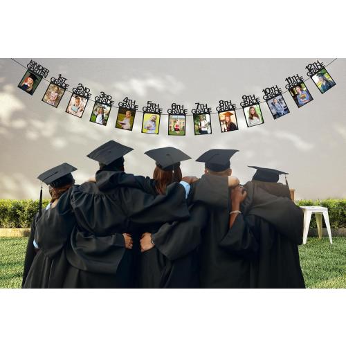 PartyHooman Graduation Photo Banner K-12, Kindergarten to 12th Grade for Middle/Junior, High/Senior Graduation Decorations 2026 | Class of 2026 Party Decorations |Pictures Party Supplies (Pre-strung)