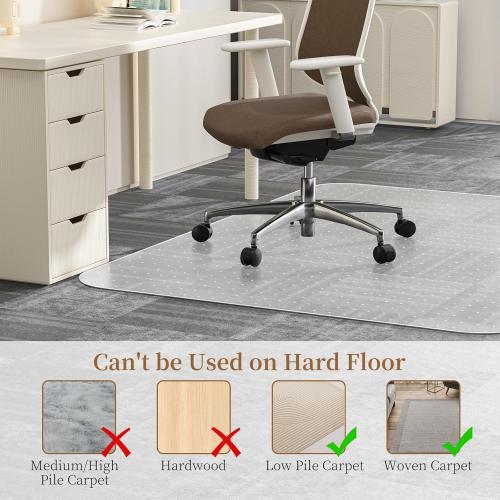 MESHDO Office Chair Mat for Carpet, 48 X 48 X 0.09 Desk Chair Mat for Carpet Floors, Clear and Thick Rolling Computer Chair Mats with Non-Slip Studded for Home and Office Low Pile Carpets