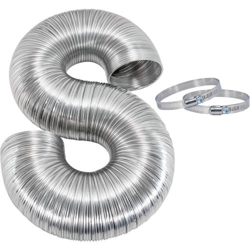 ArmorFlex Dryer Vent, Flexible Aluminum Duct with Clamps, Semi-Rigid