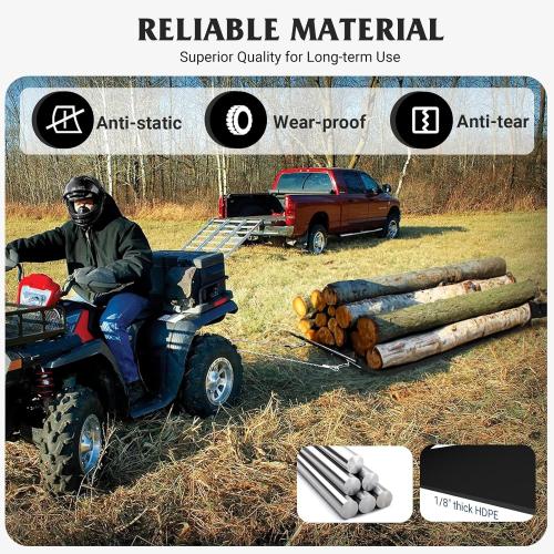 48 x 90 Heavy Duty Yard Sled, 1/8 Inch Thickened HDPE Yard Drag Mat with Pull Cable and Bar for Hauling Debris, Construction Materials, Logs and Hunting Trophy