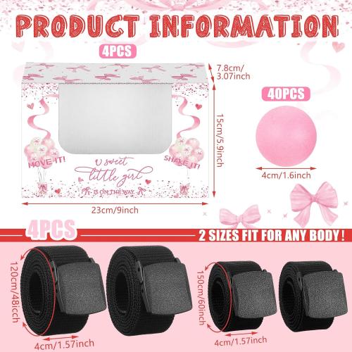 Lunmon 4 Set Pink Bow Baby Shower Twerk Game Shaking Ball