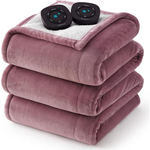 Bedsure Electric Blanket King Size - Dual Control Heated Blanket King Size, Fast Heating with 10 Time Settings & 10 Heat Settings, Warm Gifts for Women Grandma (100x90 inches, Pink)