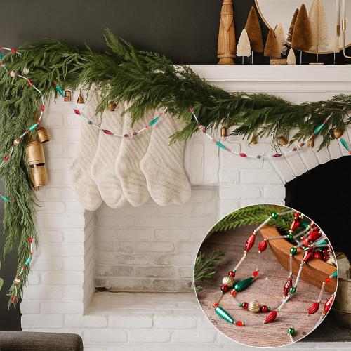 24 Feet Exquisite Christmas Tree Decor Acrylic Beads Xmas Tree Garland Multicolor Glitter Hanging Bead Decorations Garland for Trees Indoor Outdoor Home Decor Use(Christmas Classics)